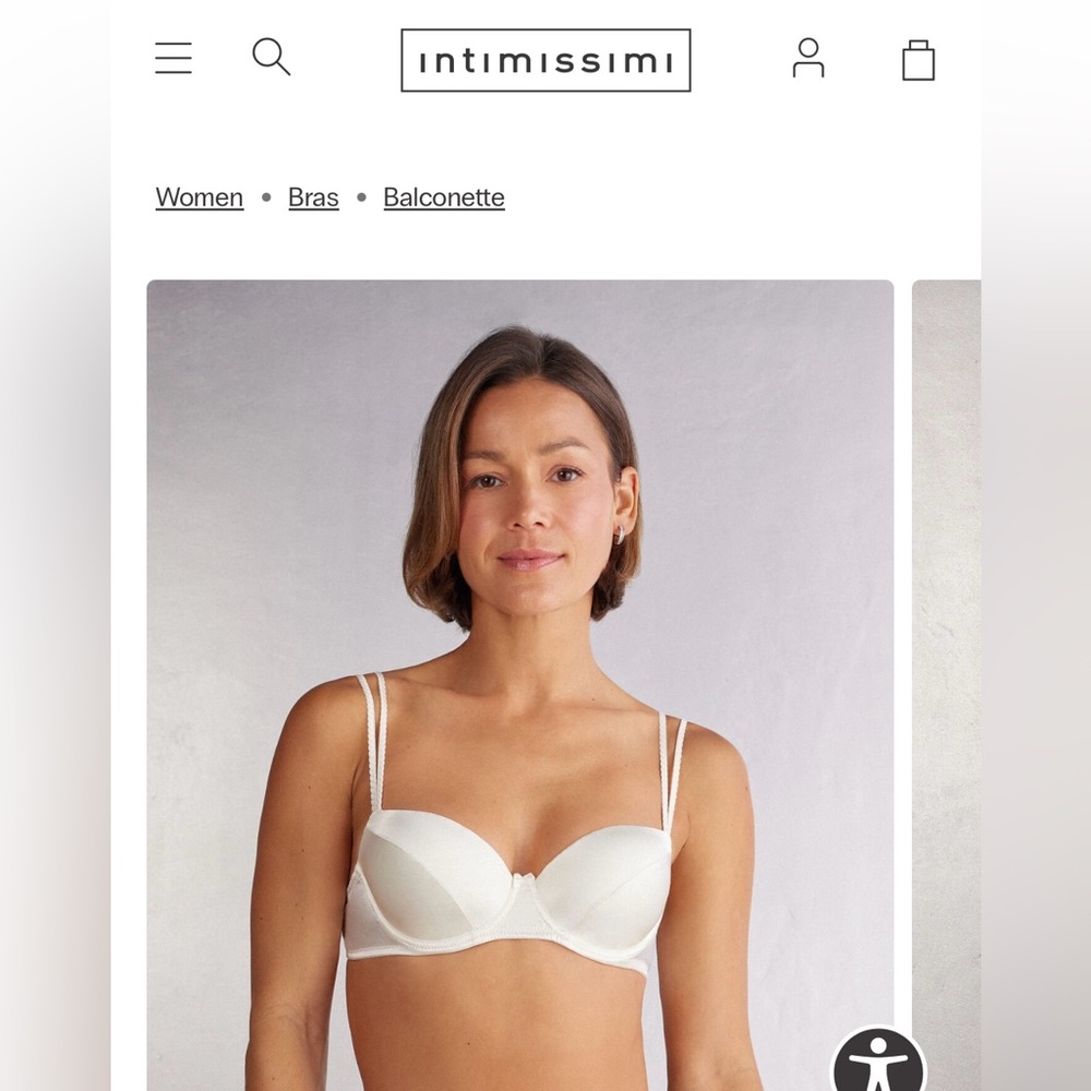 Sofia Natural Lift Balconette Bra in Silk - Color: Talc White -Size: 36B - NWT